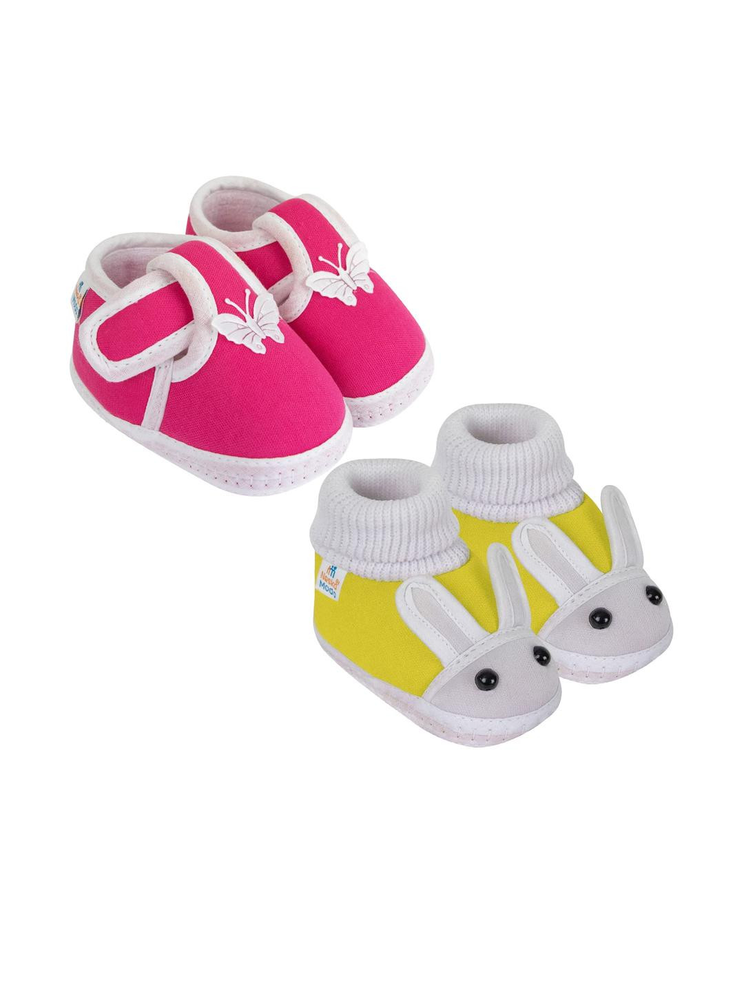 NESKA MODA Unisex Kids Set Of 2Cotton Belly booties