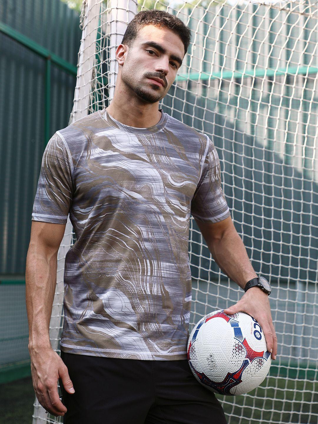 Campus Sutra Abstract Printed Round Neck Football T-shirt