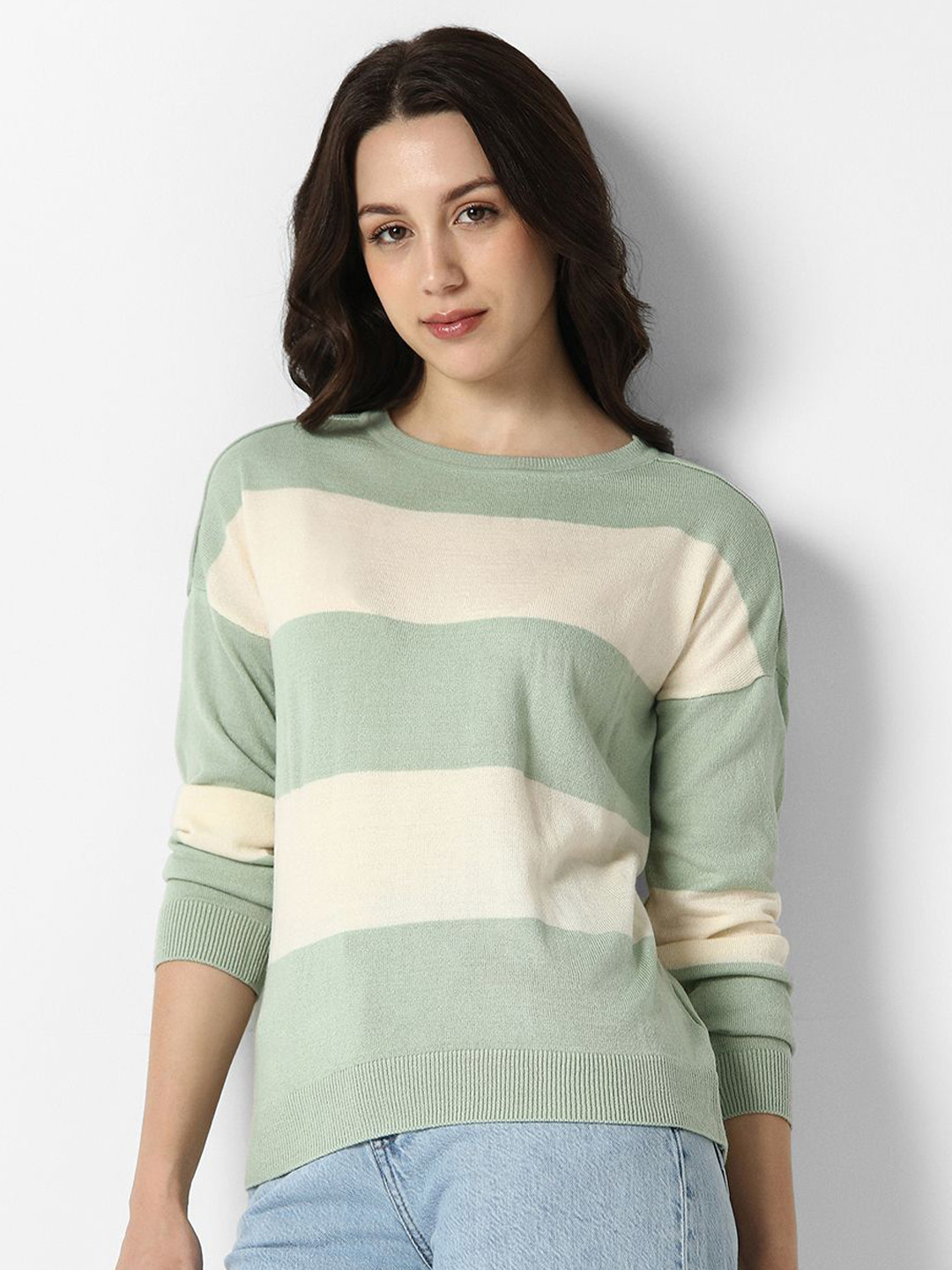 Van Heusen Woman Striped Round Neck Pullover Sweater