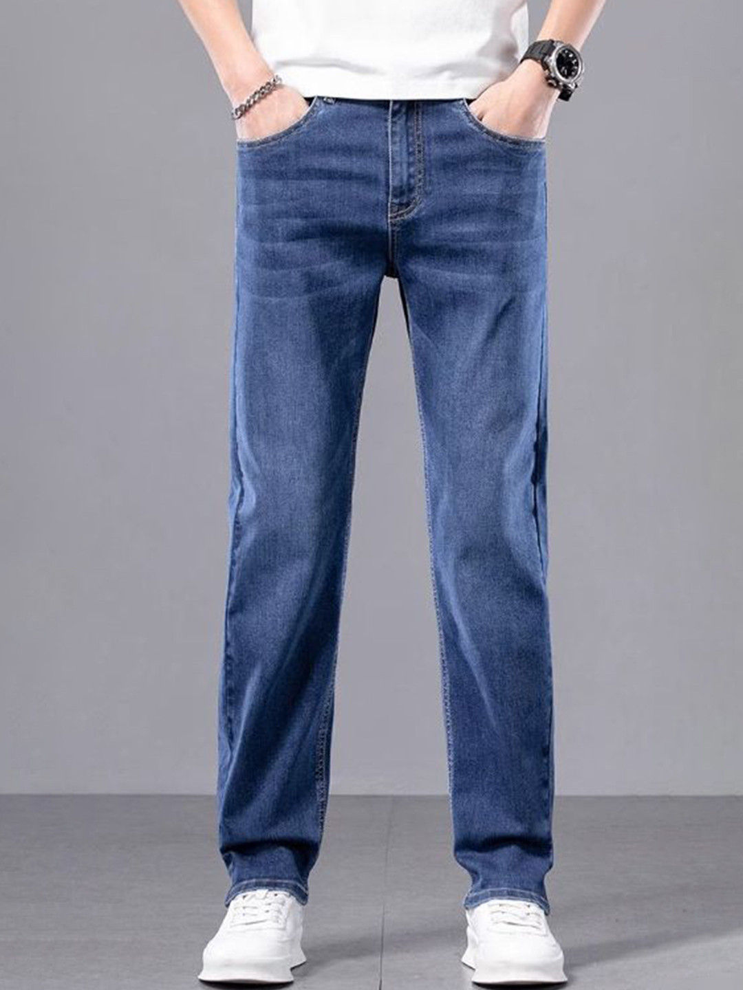 StyleCast x Revolte Men Straight Fit Mid-Rise Stretchable Jeans