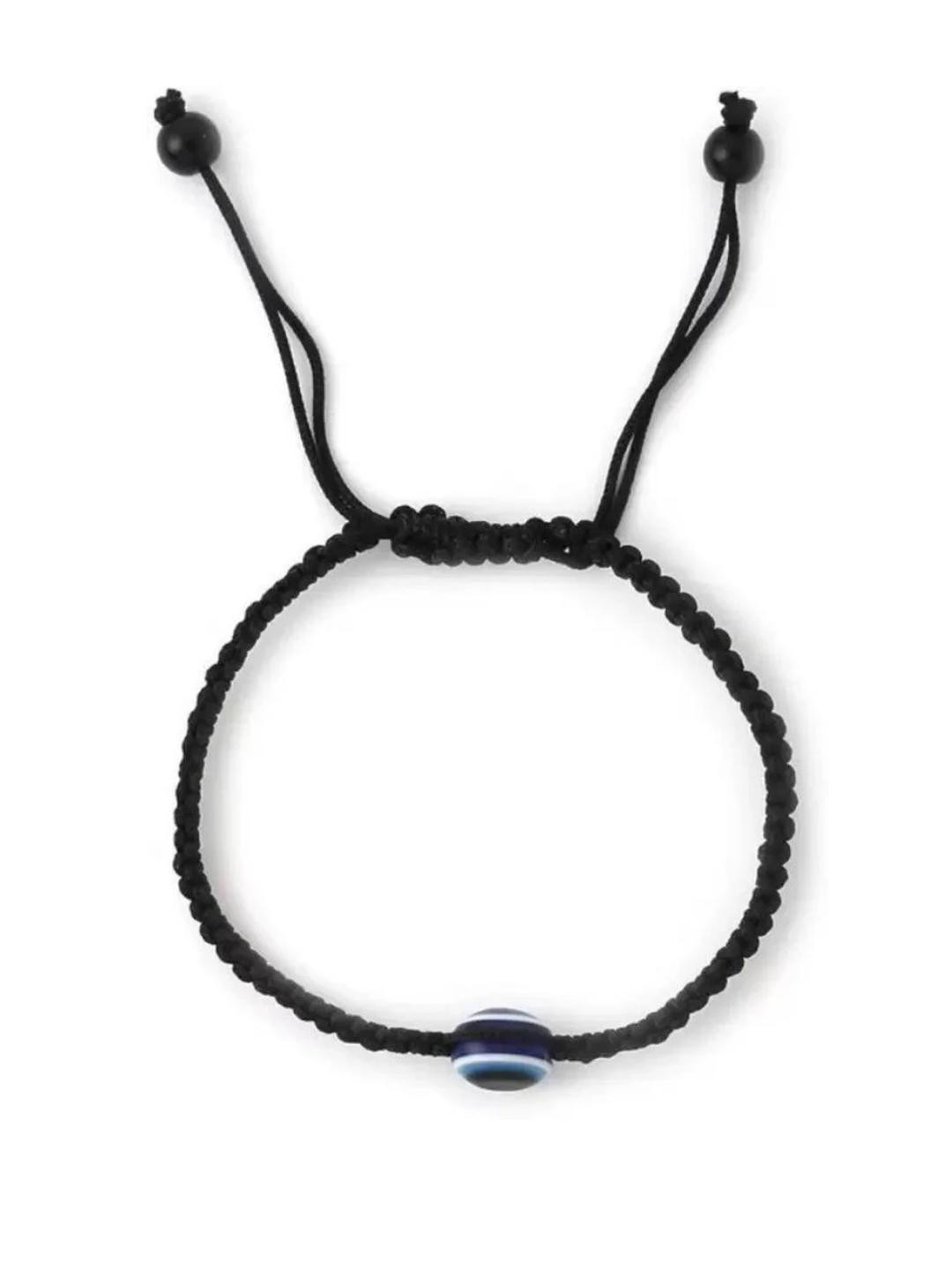 QNAM Black Fabric Zircon Bracelet