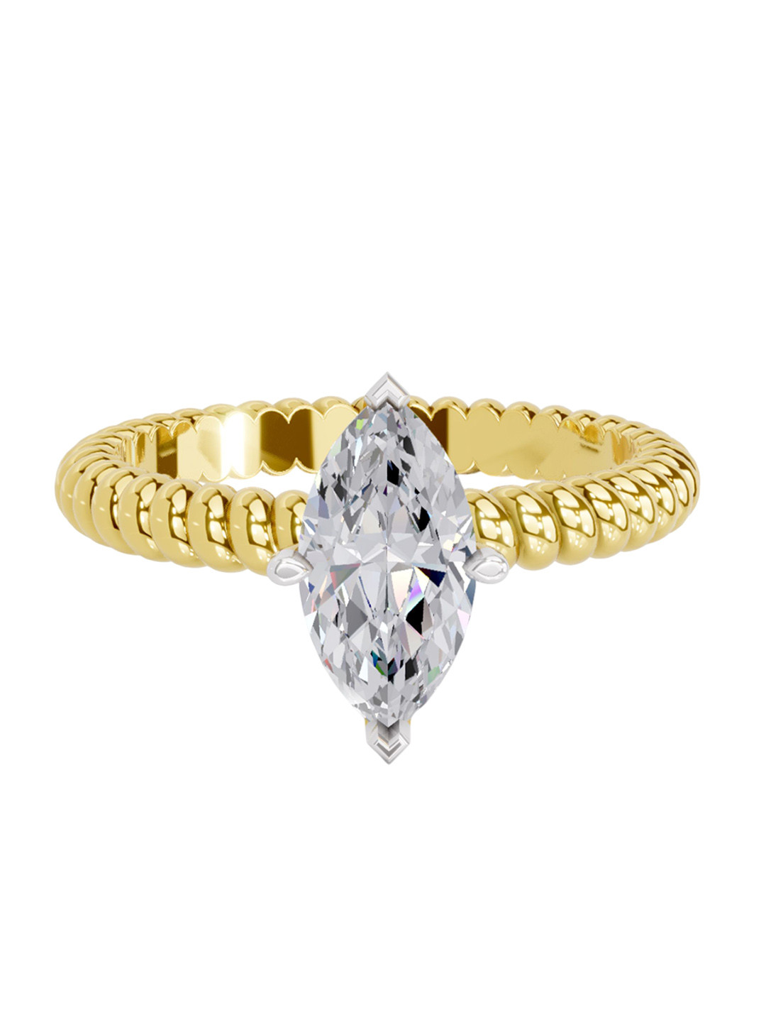 Sparkles Women 14K Yellow Gold Lab Grown Diamond 1.25 Carat Marquise Shape Diamond Ring