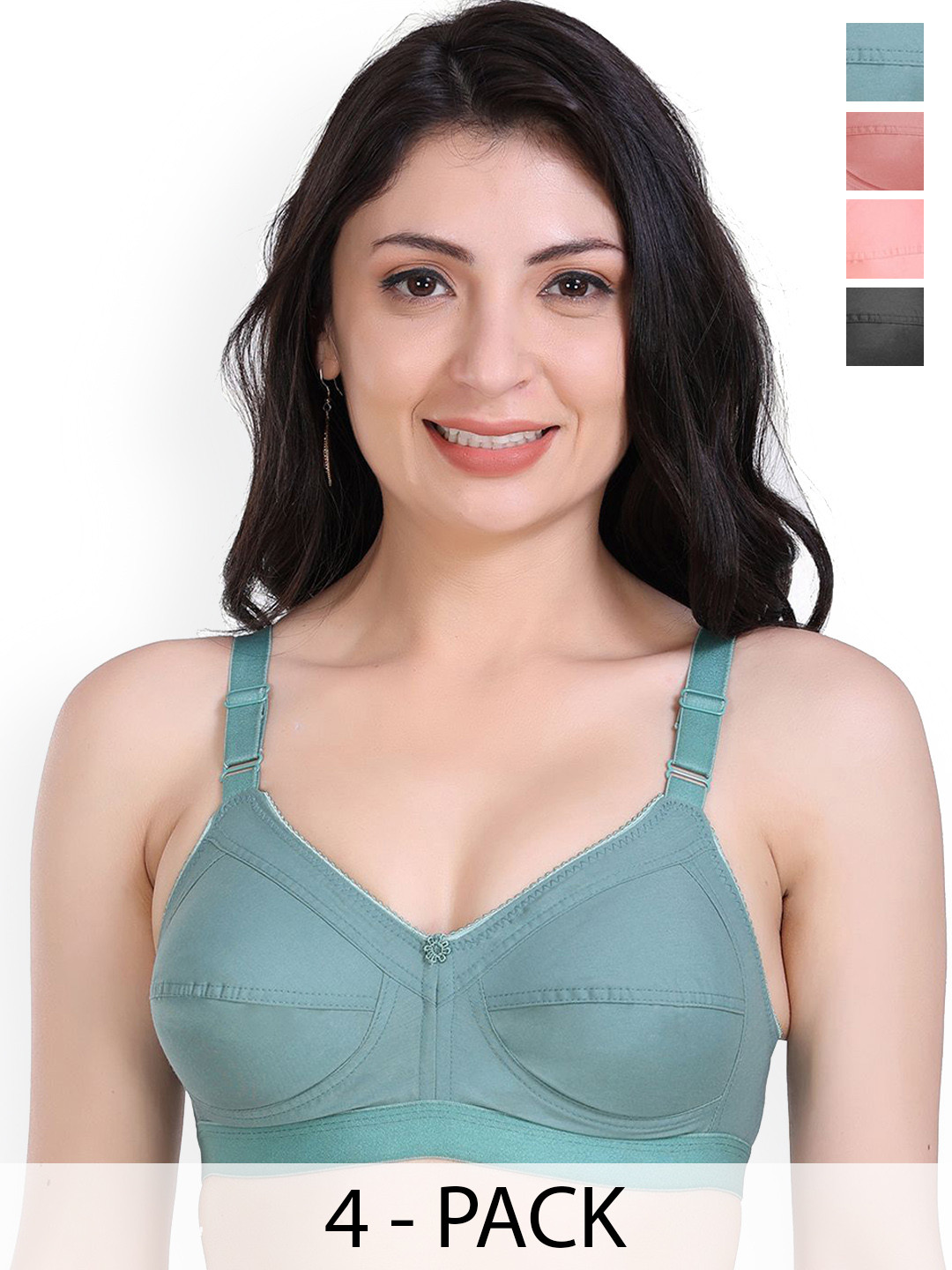 SHYAM SONS FLAIR Women Pack Of 4 Full Coverage Cotton Minimizer Bras