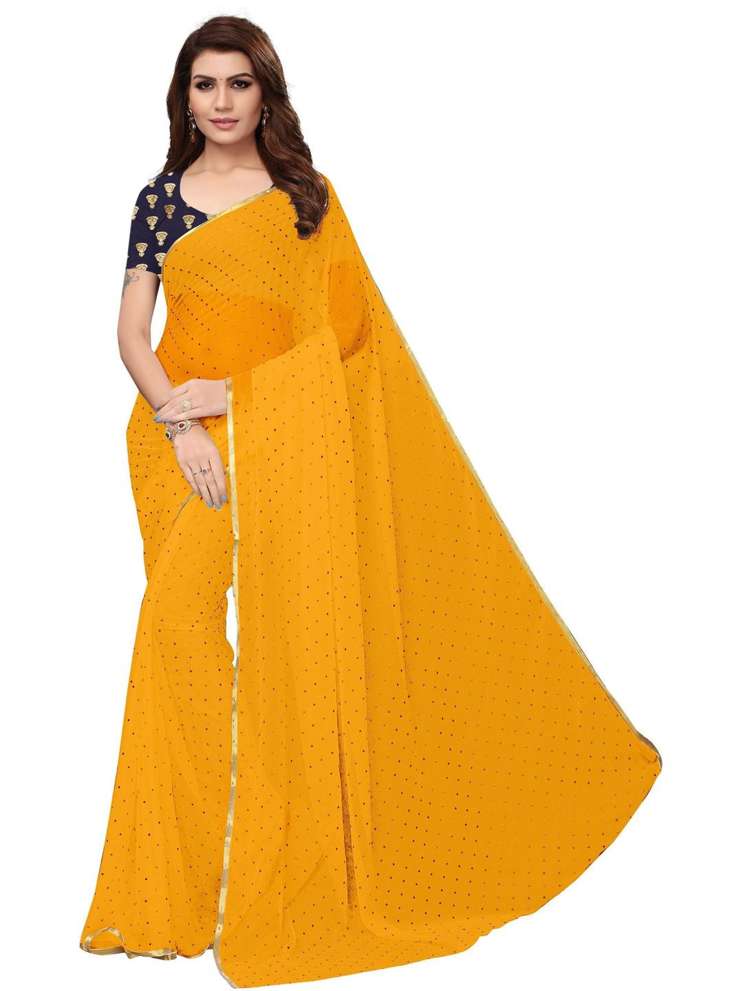 REDFISH Solid/Plain Bollywood Chiffon Saree