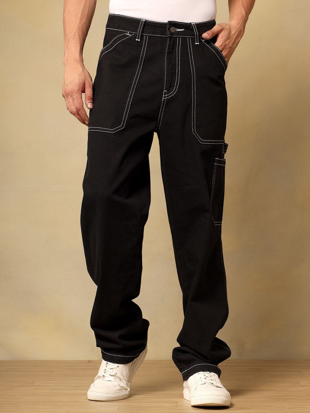 Mast & Harbour Men Clean Look No Fade Relaxed Fit Mid-Rise Jeans