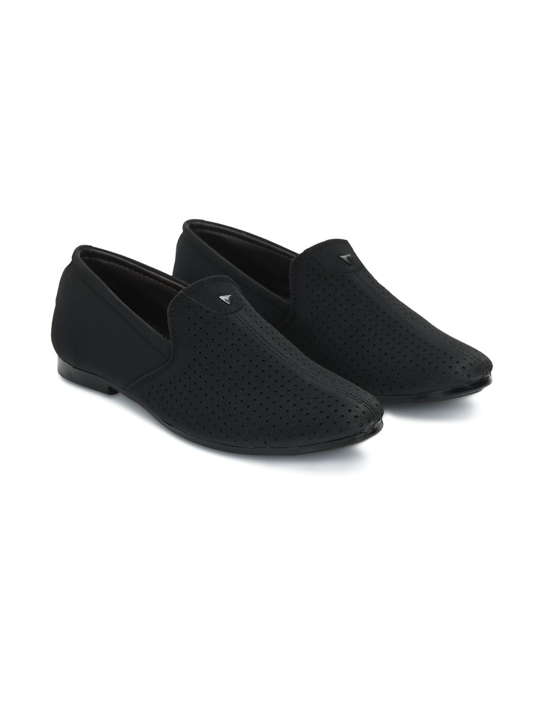 STEPHORN Men's Ethnic Suede Black Slip-On Loafers