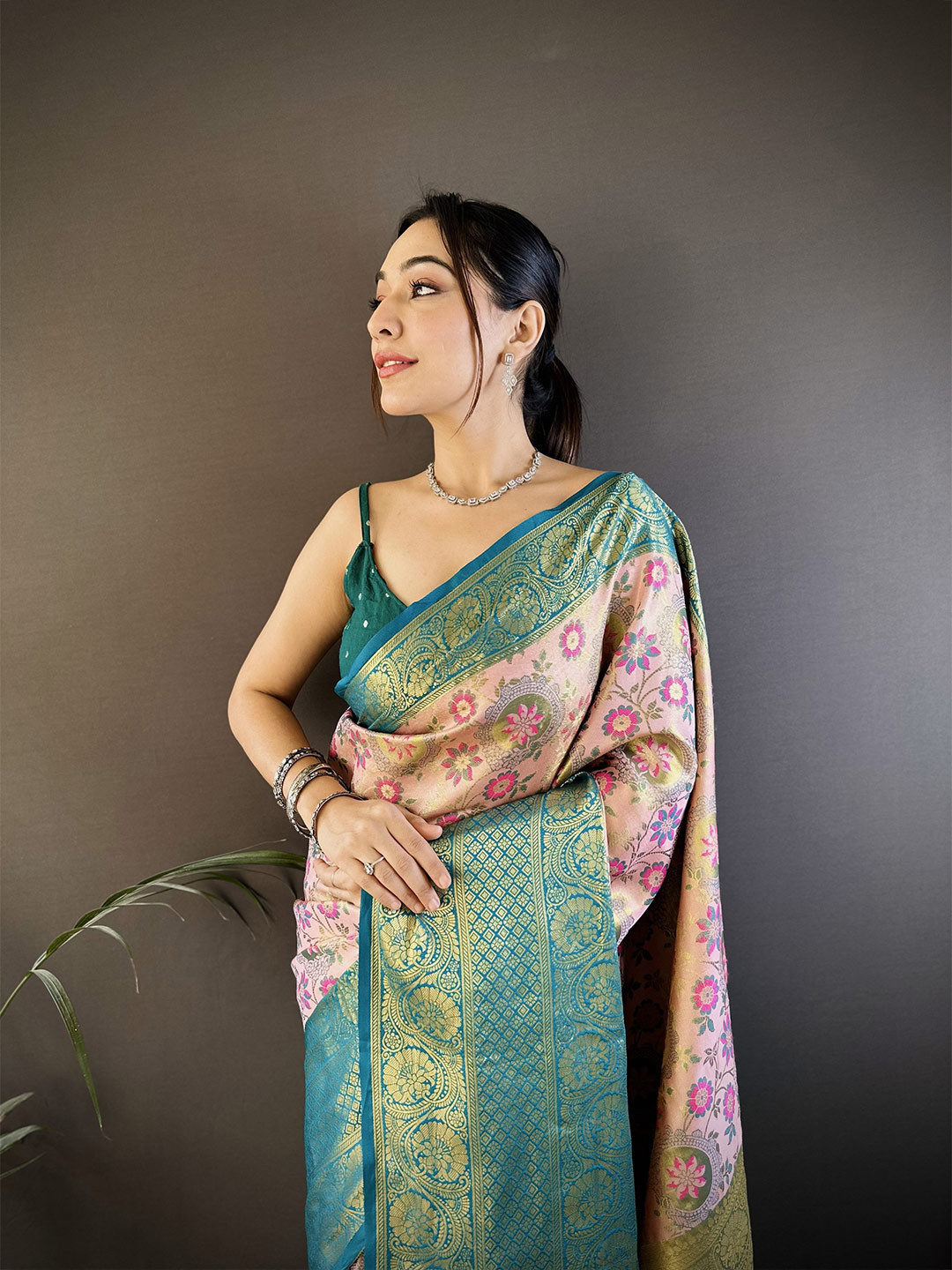 Durga Textile Kanjivarm Tissue Silk Woven Saree With Unstitched Blouse Piece