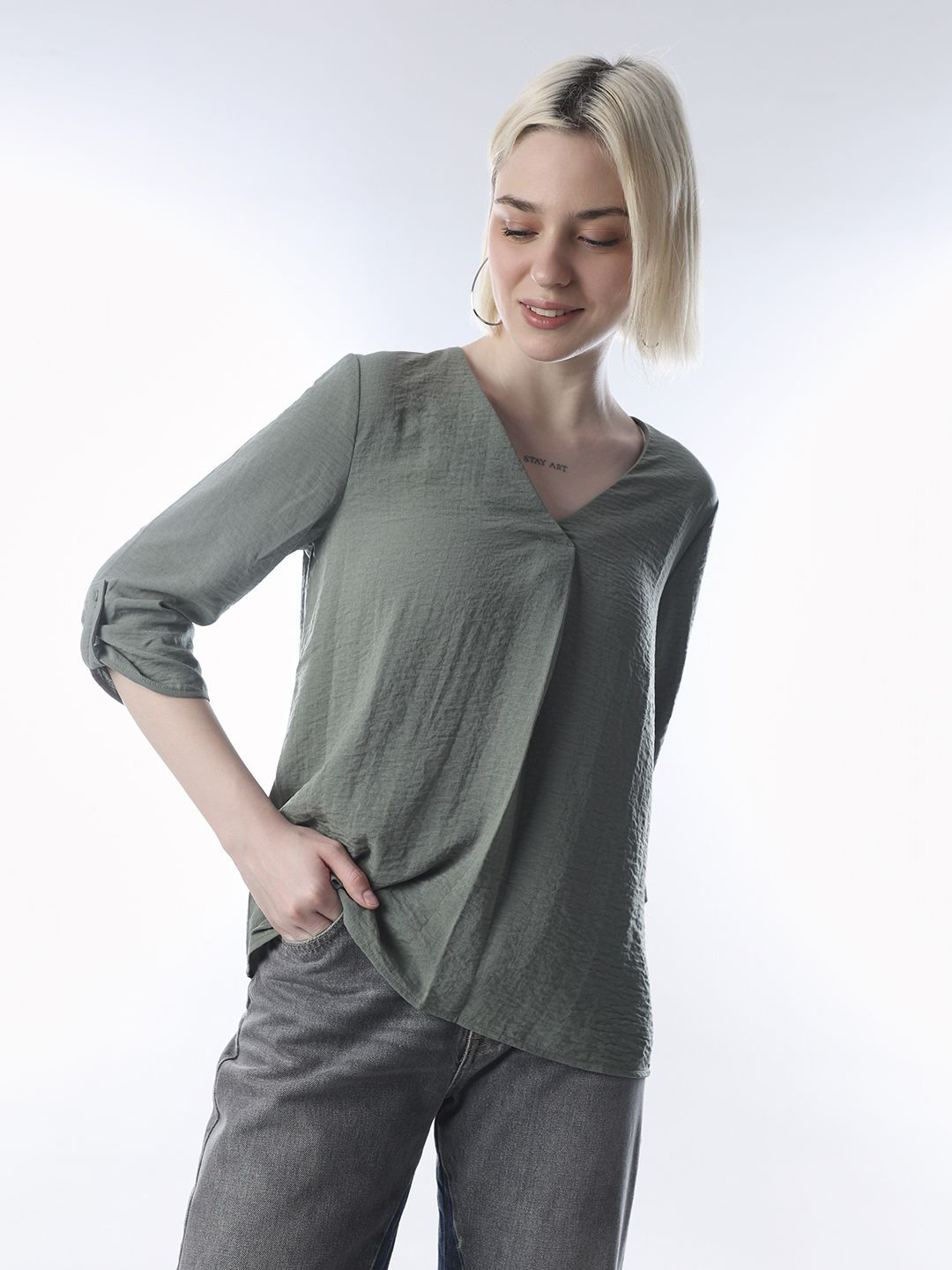 ONLY Women Roll-Up Sleeves Top