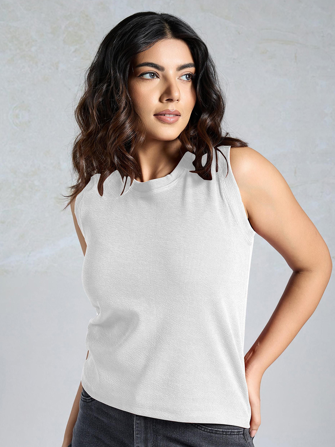 DressBerry Mariyo1 Women Ribbed Round Neck Top