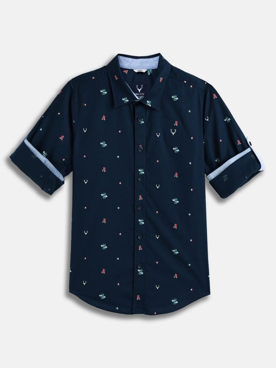 Allen Solly Junior Boys Slim Fit Conversational Printed Spread Collar Cotton Casual Shirt