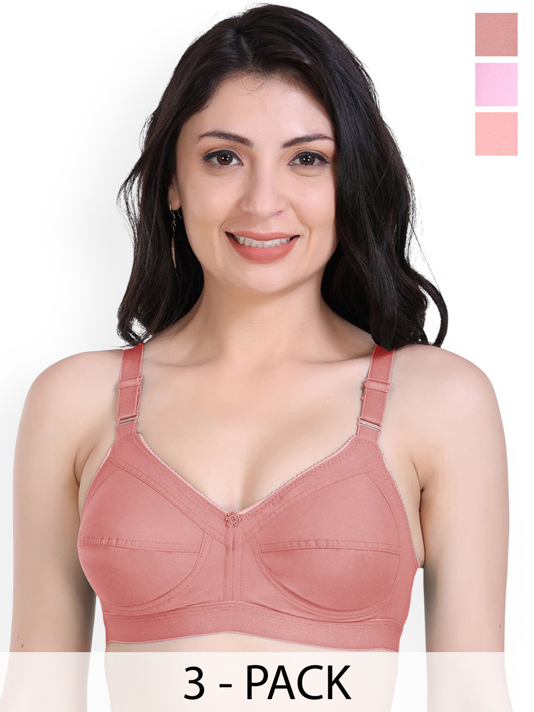 SHYAM SONS FLAIR Lovedh Pack Of 3 Full Coverage Non Padded Everyday Bra