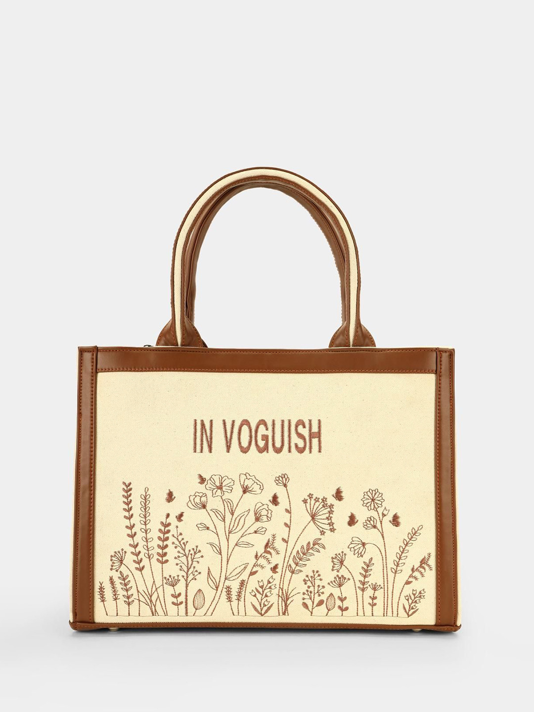 IN VOGUISH Printed Half Moon Tote Bag with Applique