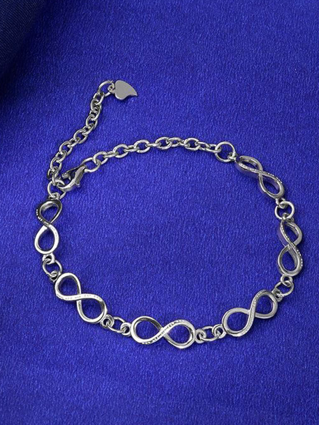 GIVA 925 Silver Rhodium-Plated Infinity Glow Link Bracelet