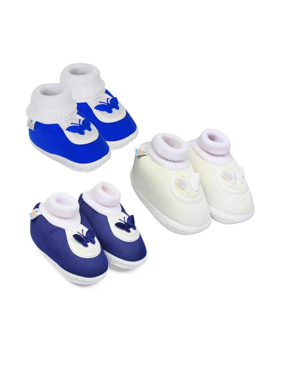 NESKA MODA Kids-Unisex Pack Of 3 Front Butterfly Design Casual Cotton Booties