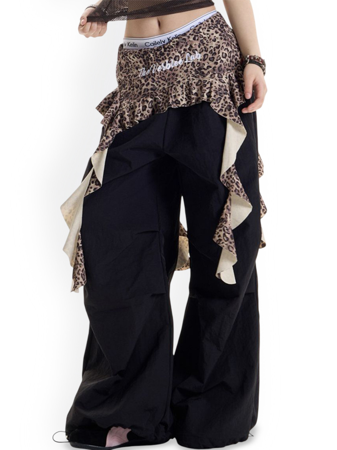StyleCast x Revolte Women Loose Fit Mid-Rise Animal Print Parachute Trousers