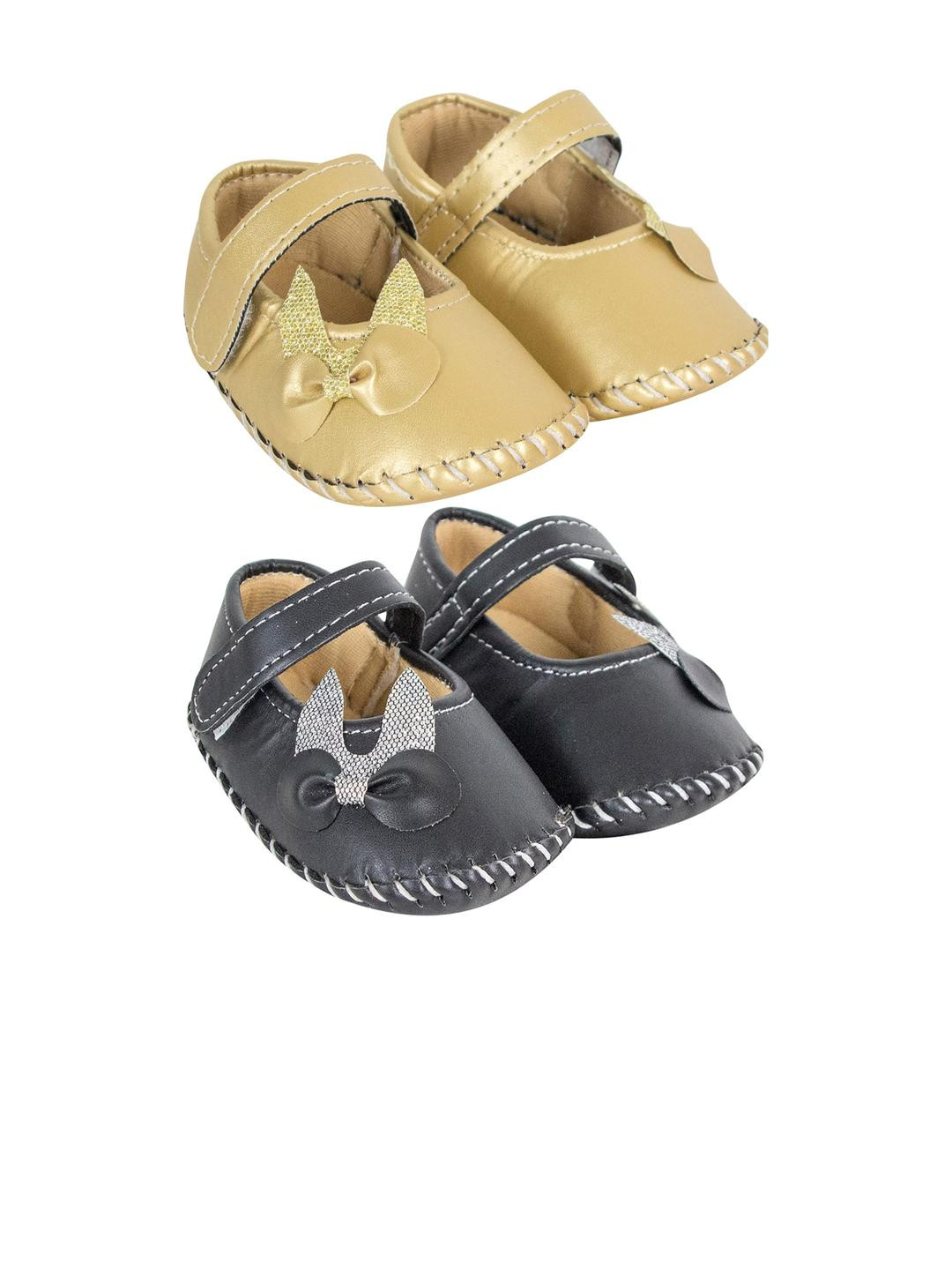 NESKA MODA Baby Girls Set of 2 Velcro Baby Sandal Booties