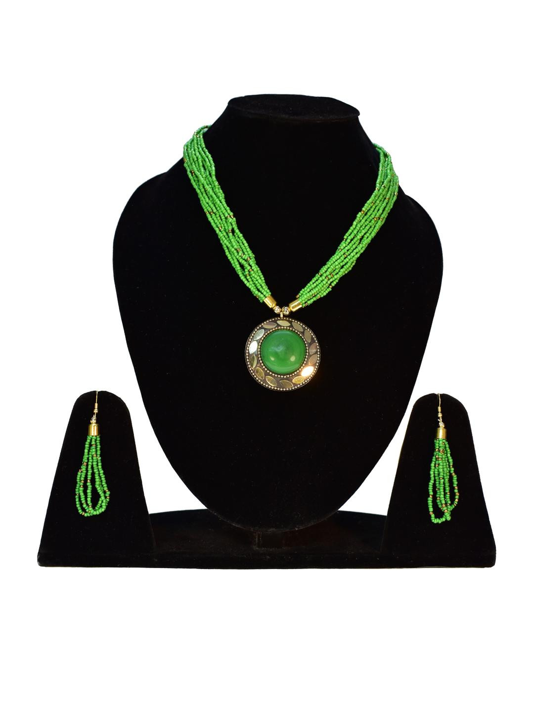 Grace Collections Women Handcrafted Multi Layer Beaded Necklace With Earrings