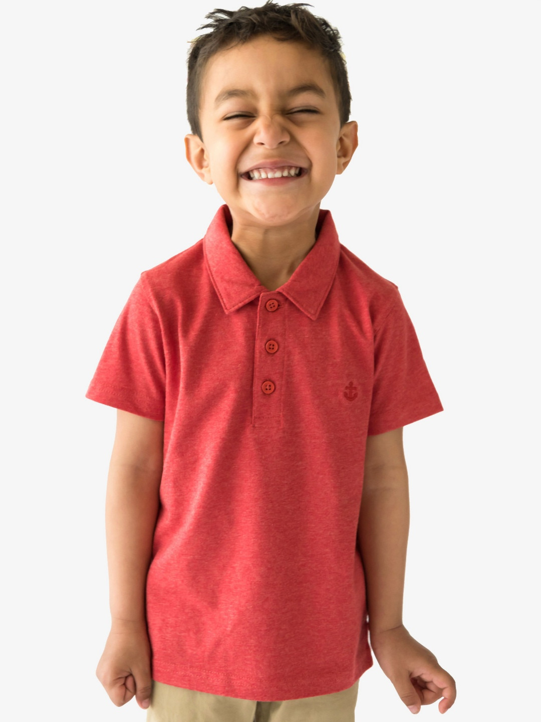 Campana Boys Polo Collar Applique Pure Cotto T-shirt