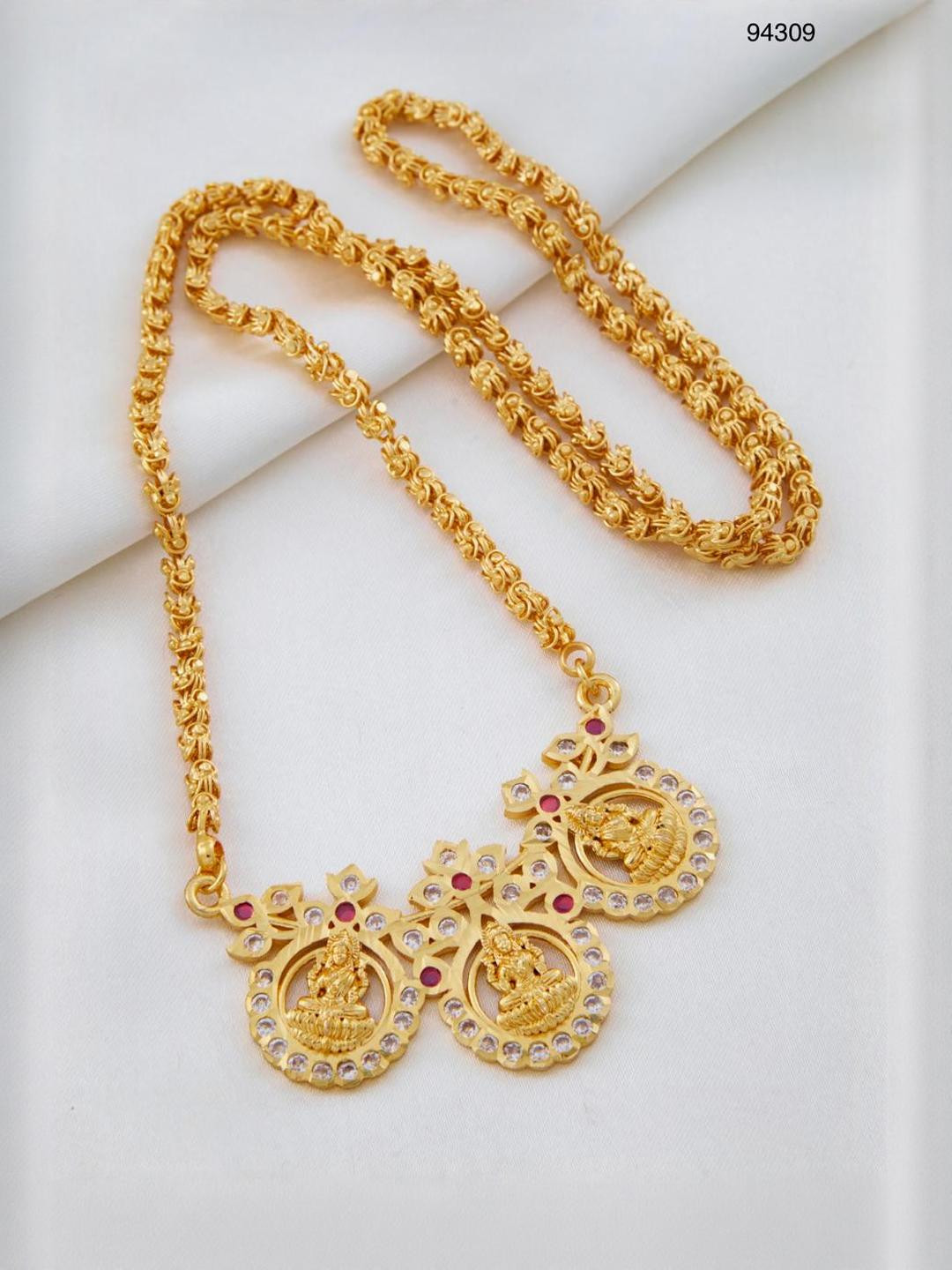 SAT KAIVAL FASHION Gold-Plated Artificial Stones Studded Mangalsutra