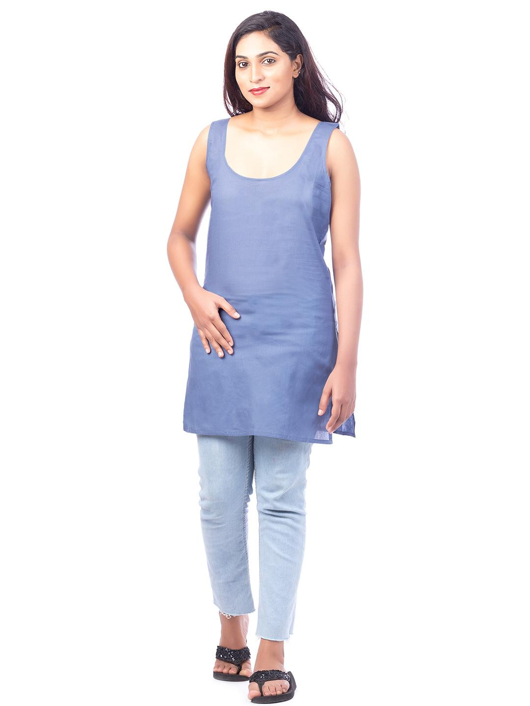 Happy Bunny Pack Of 2 Women White & Grey Cotton Thigh Length Inner Slip