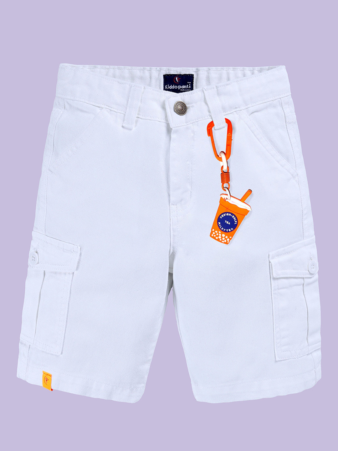 KiddoPanti Boys Denim Cargo Shorts With Keychain