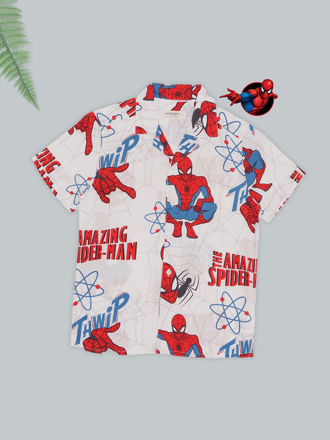 Pantaloons Junior Boys Superhero Printed Cuban Collar Pure Cotton Casual Shirt