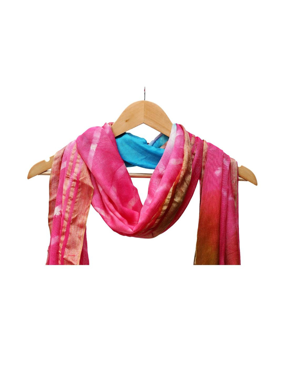Tisser Woven Pink Tie & Dye Silk Dupatta