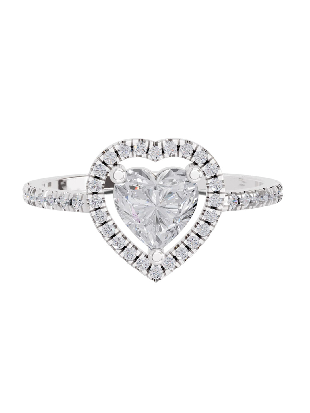 Sparkles 14K White Gold Lab Grown Diamond 0.97 Carat Heart & Round Shape Diamond Ring