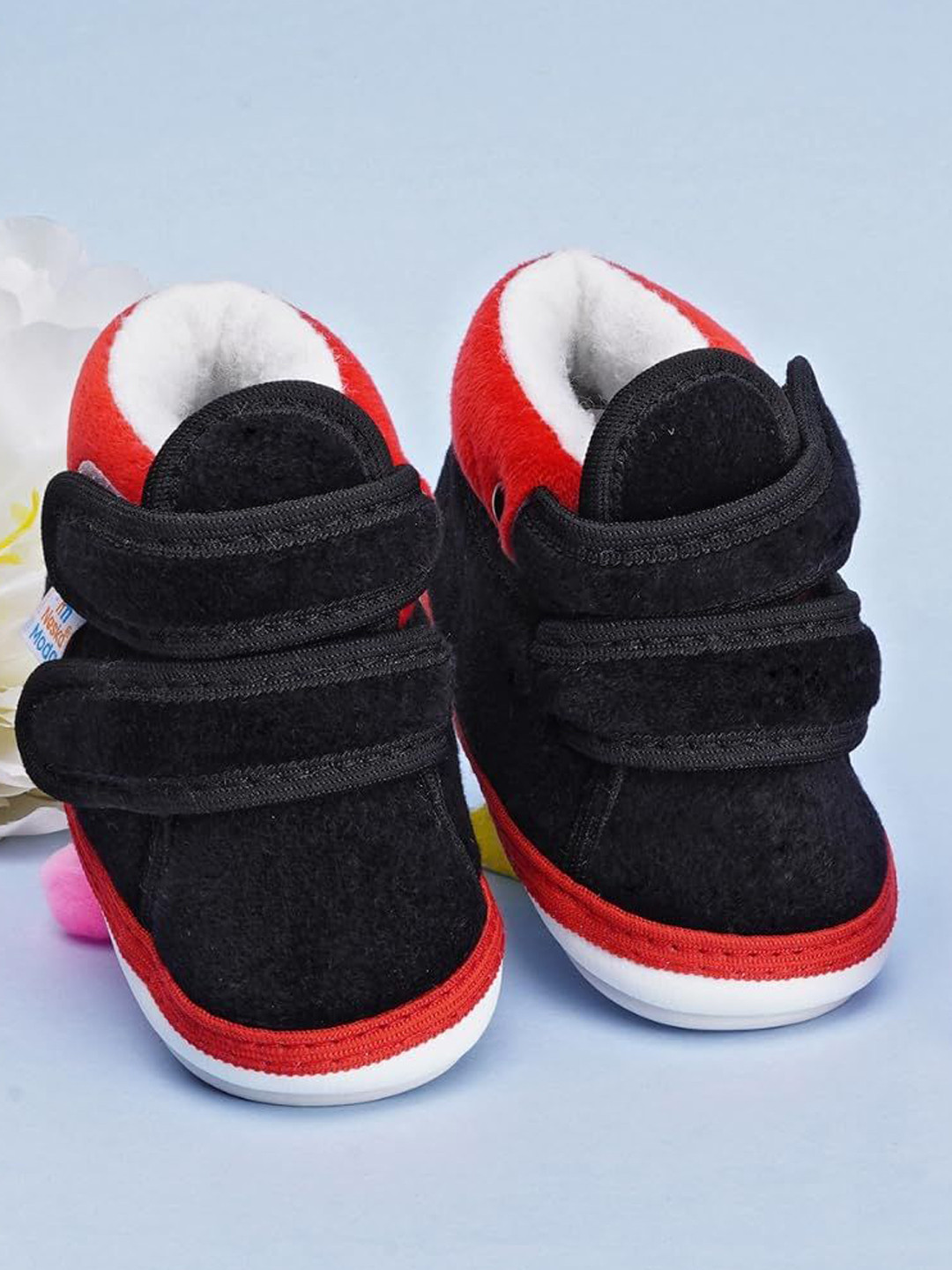 NESKA MODA Unisex Black Velcro Walking Cotton Booties