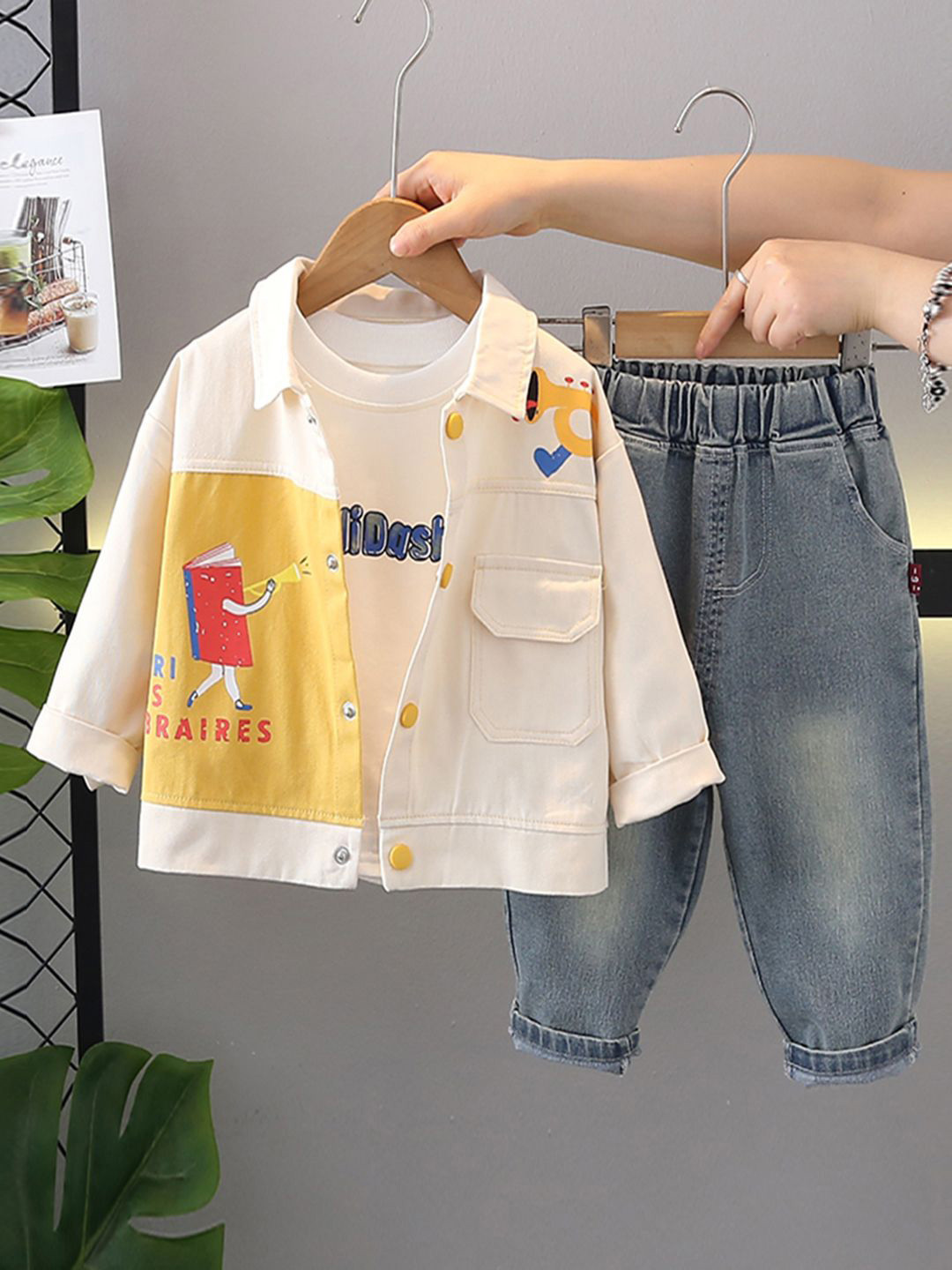 INCLUD Boys Cartoon Printed Shirt With T-Shirt & Pant