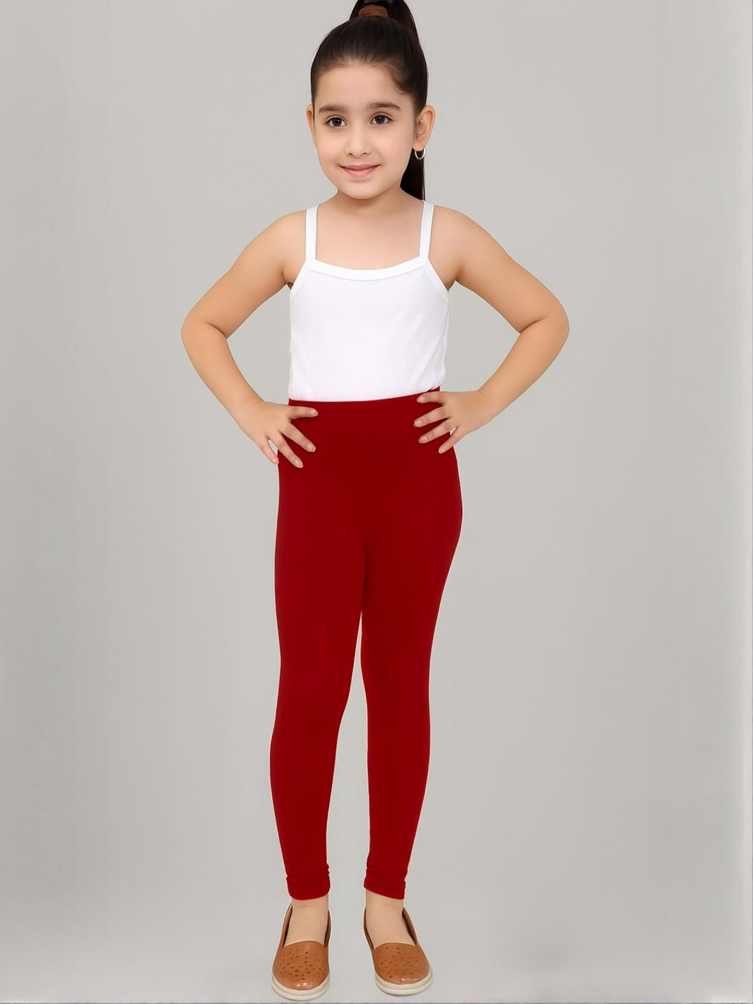 TIK TOK WEARS Casual Regular Fit Plain Cotton Churidar Length Legging For Girls