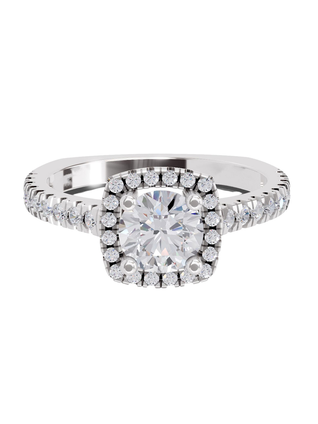 Sparkles Women 14K White Gold Lab Grown Diamond 1.17 Carat Round Shape Diamond Ring