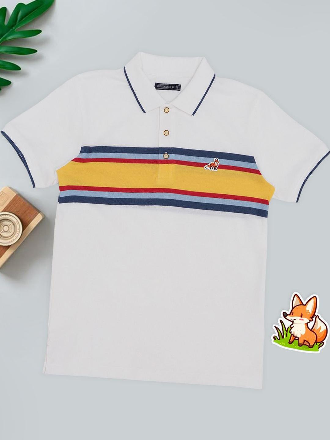Pantaloons Junior Boys Colourblocked Polo Collar Cotton T-shirt