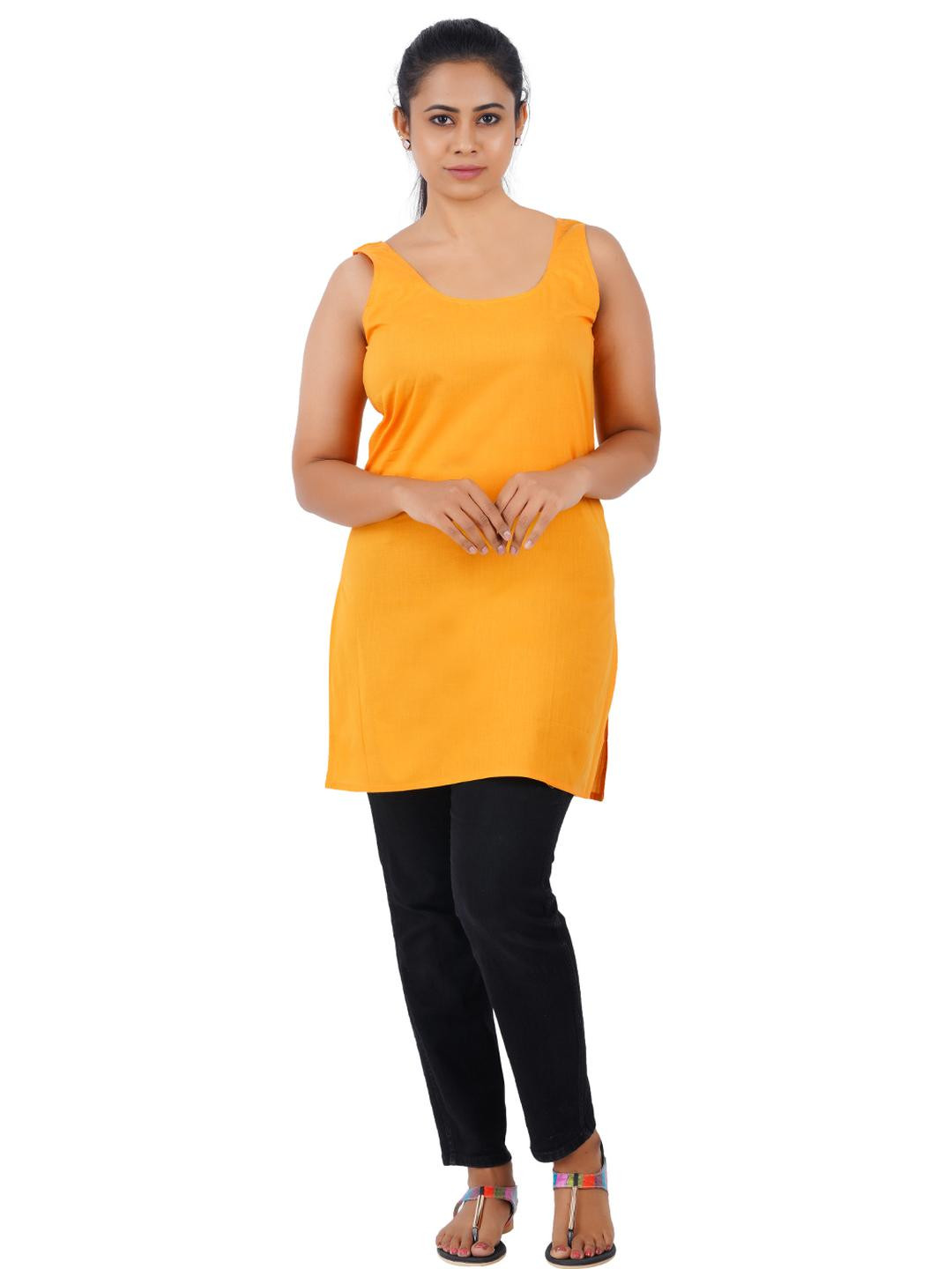 Happy Bunny Women Pack Of 2 Cotton Thigh Length White & Apricot Orange Inner Slip