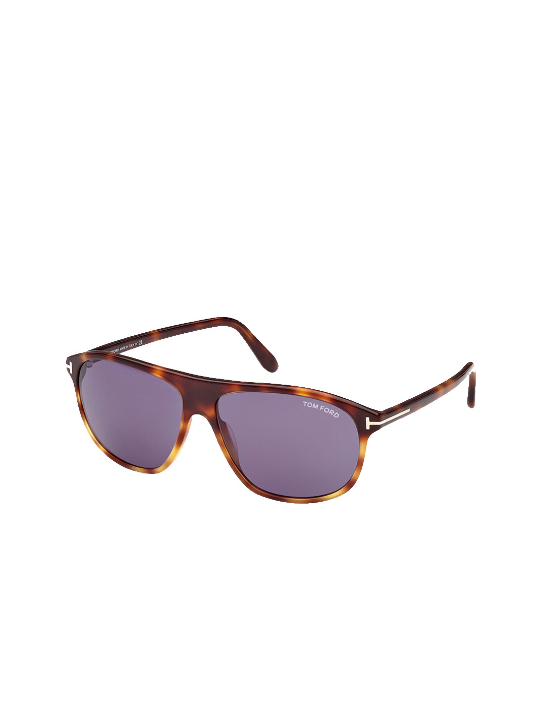 Tom Ford Men Blue Lens & Brown Aviator Sunglasses