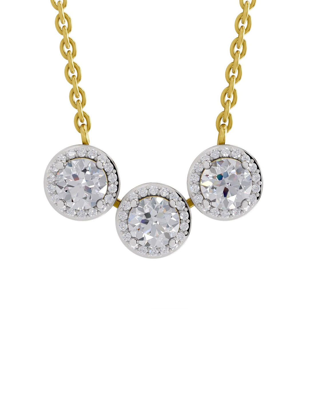 Sparkles Women 14K Yellow Gold Lab Grown Diamond 1.64 Carat Round Shape Diamond Necklace