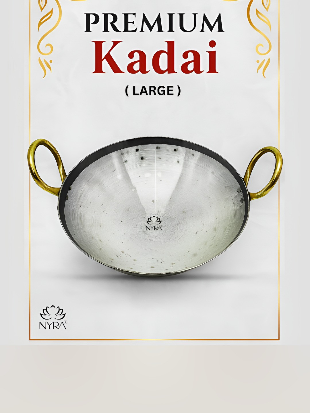 Nyra Kitchenware Silver-Toned Dishwasher Safe Iron Kadhai and Wok-3 L