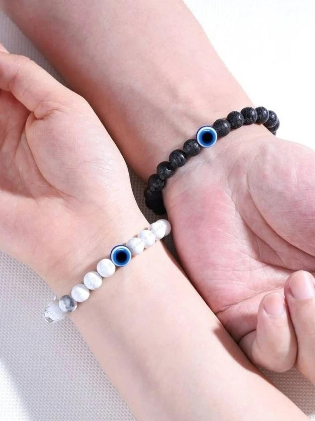 QNAM Black Alloy American Diamond Bracelet