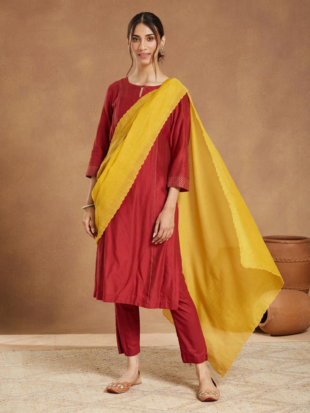 Fabindia Thread Work Cotton Silk Dupatta