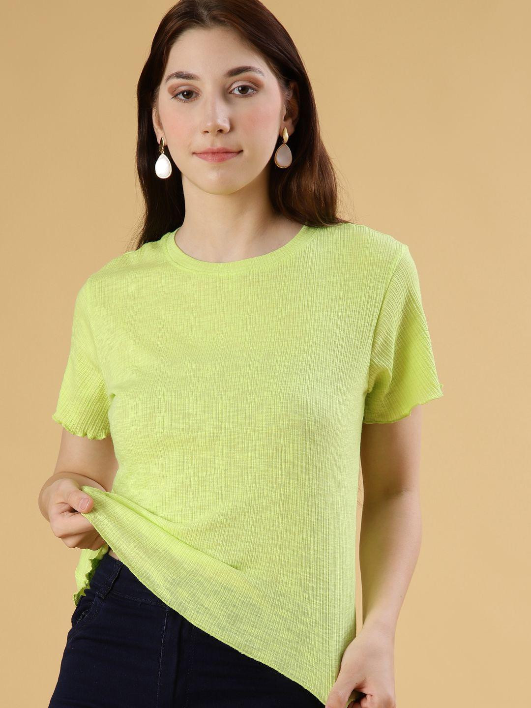 V-Mart Textured Cotton Round Neck Boxy T-shirt