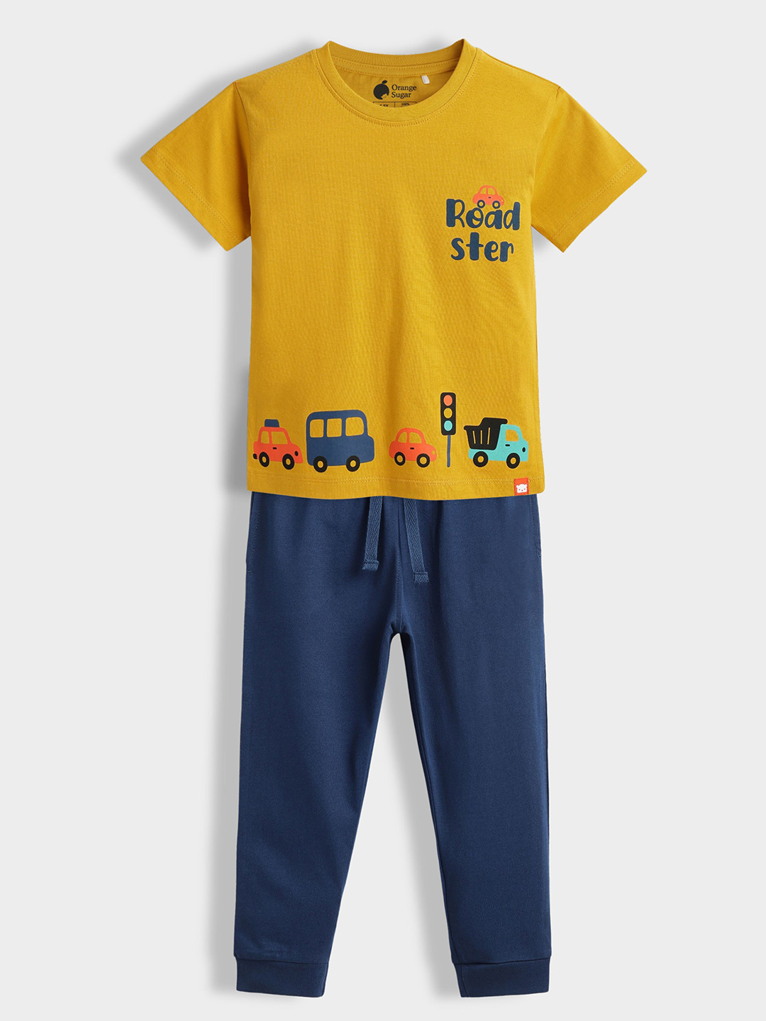 Orange Sugar Kids Printed Short Sleeves Pure Cotton T-shirt With Joggers