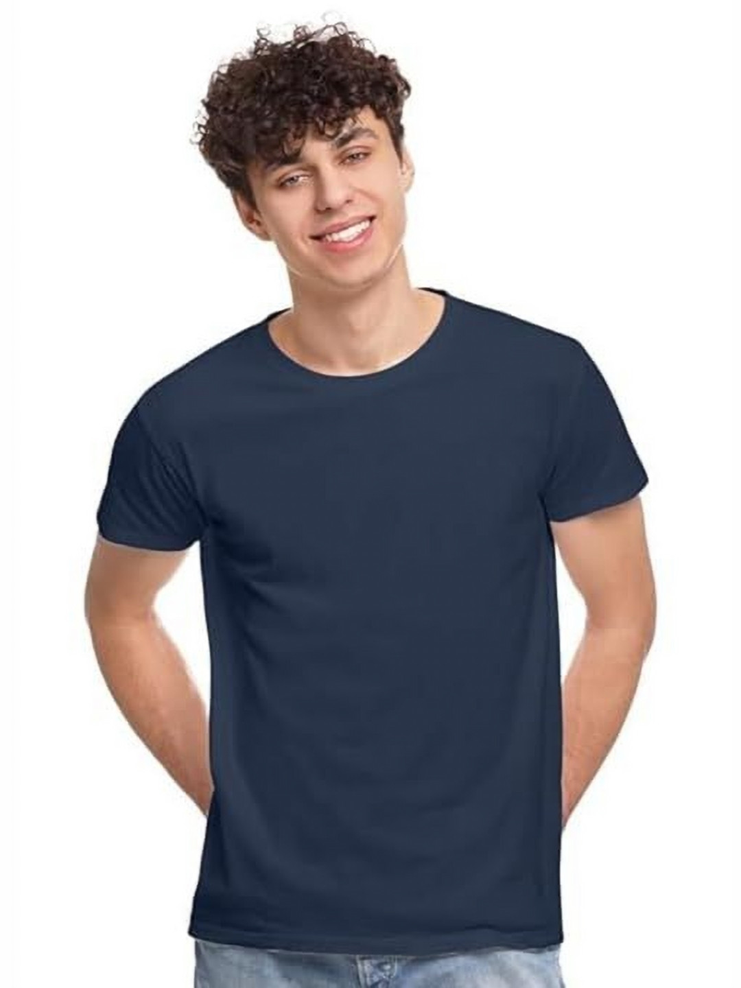 TESON Men Solid Round Neck Cotton T-shirt