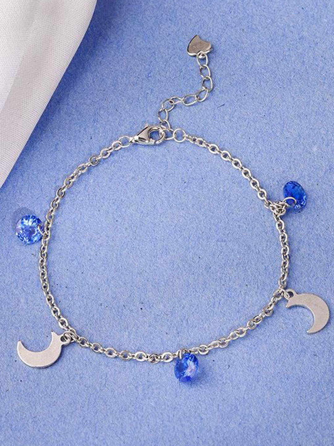 GIVA Women 925 Silver Rhodium-Plated Celestial Bloom Charm Bracelet