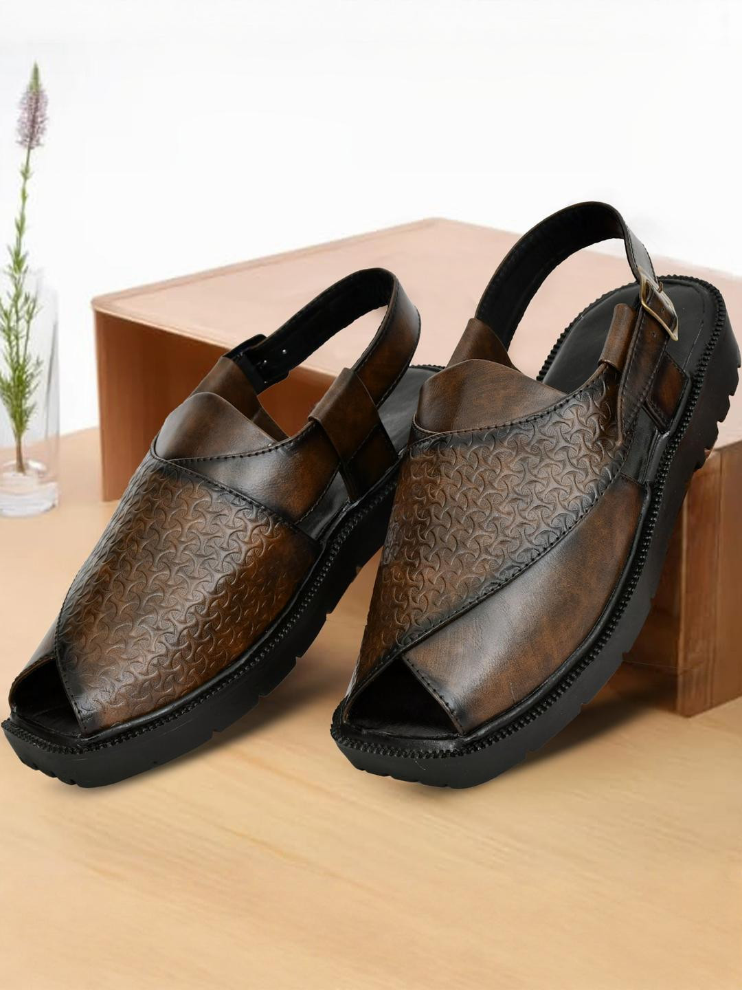 VATELIO Men Buckle Shoe-Style Sandals