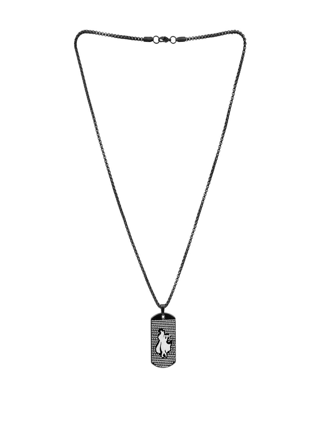 Vientiq Men Krishan Mantra Micro-Carved Tag Pendant