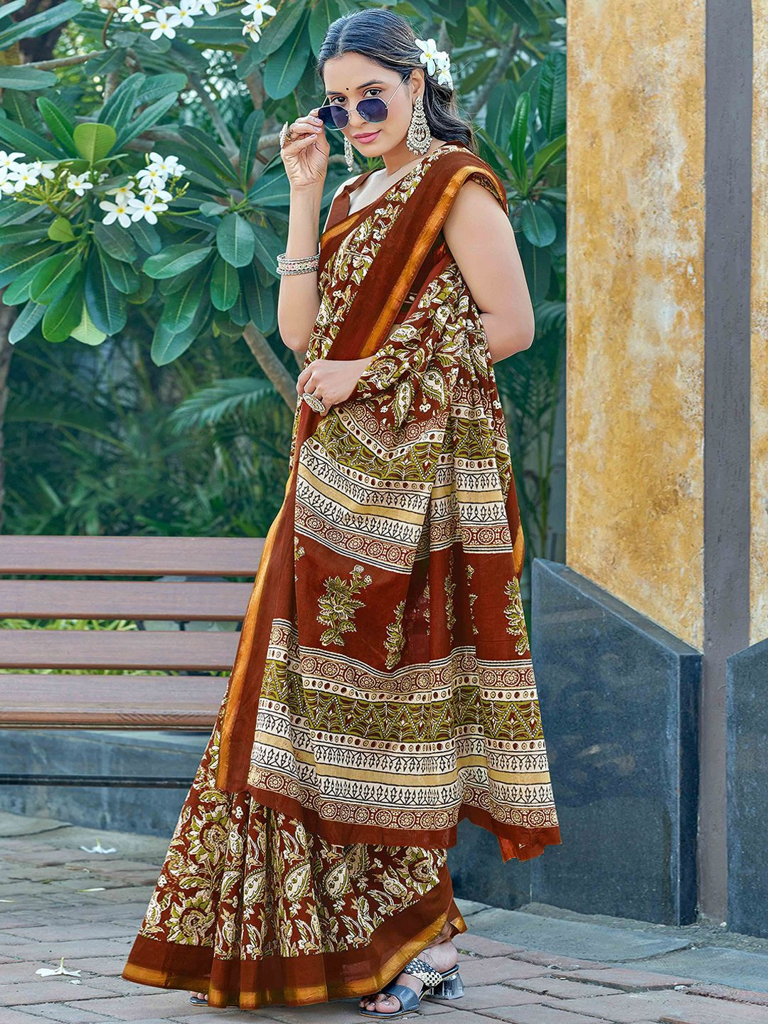 Peachmode Paisley Pure Cotton Lehenga Saree