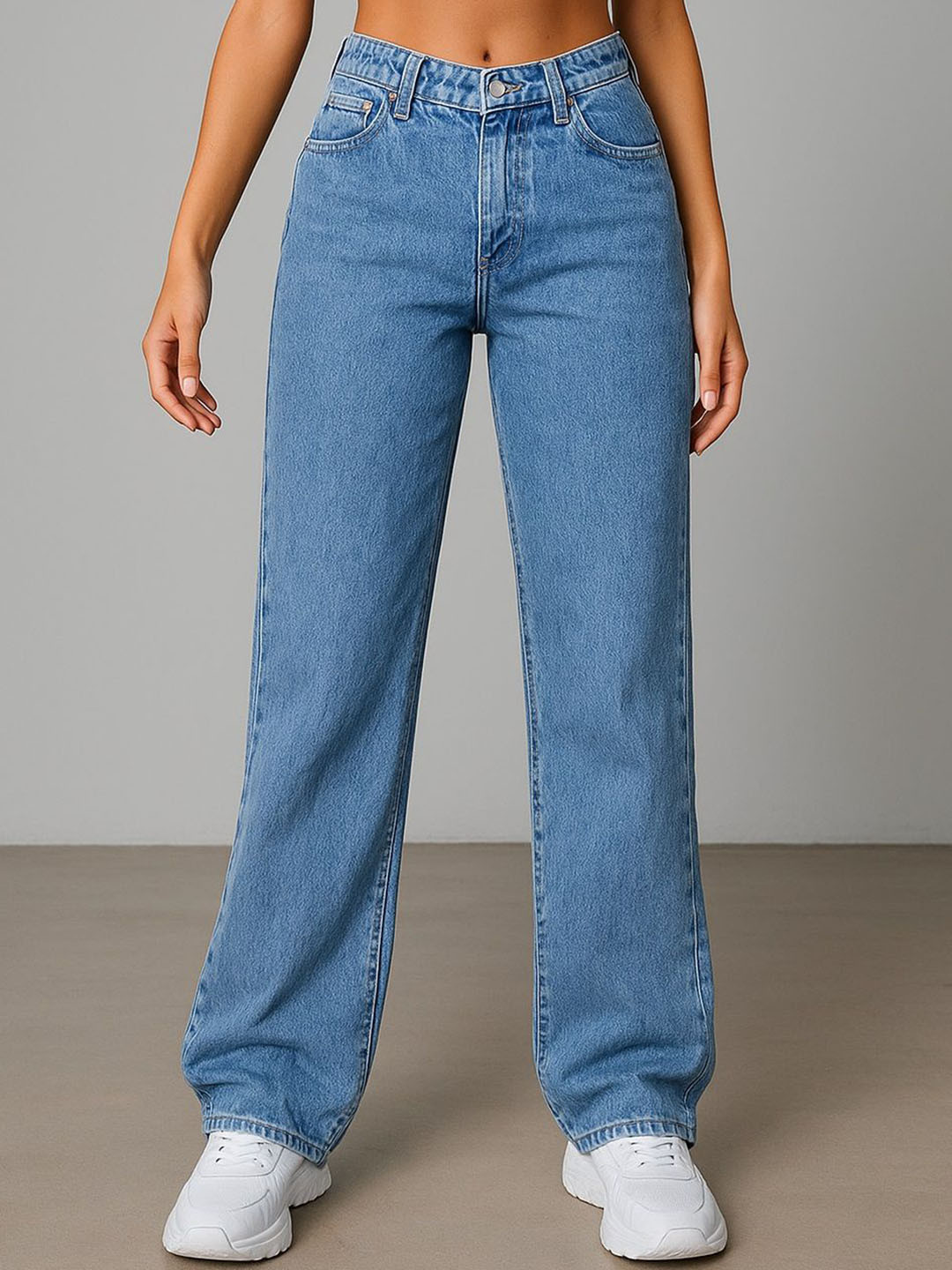KASHIAN Women Loose Relaxed Fit Mid-Rise Stretchable Jeans