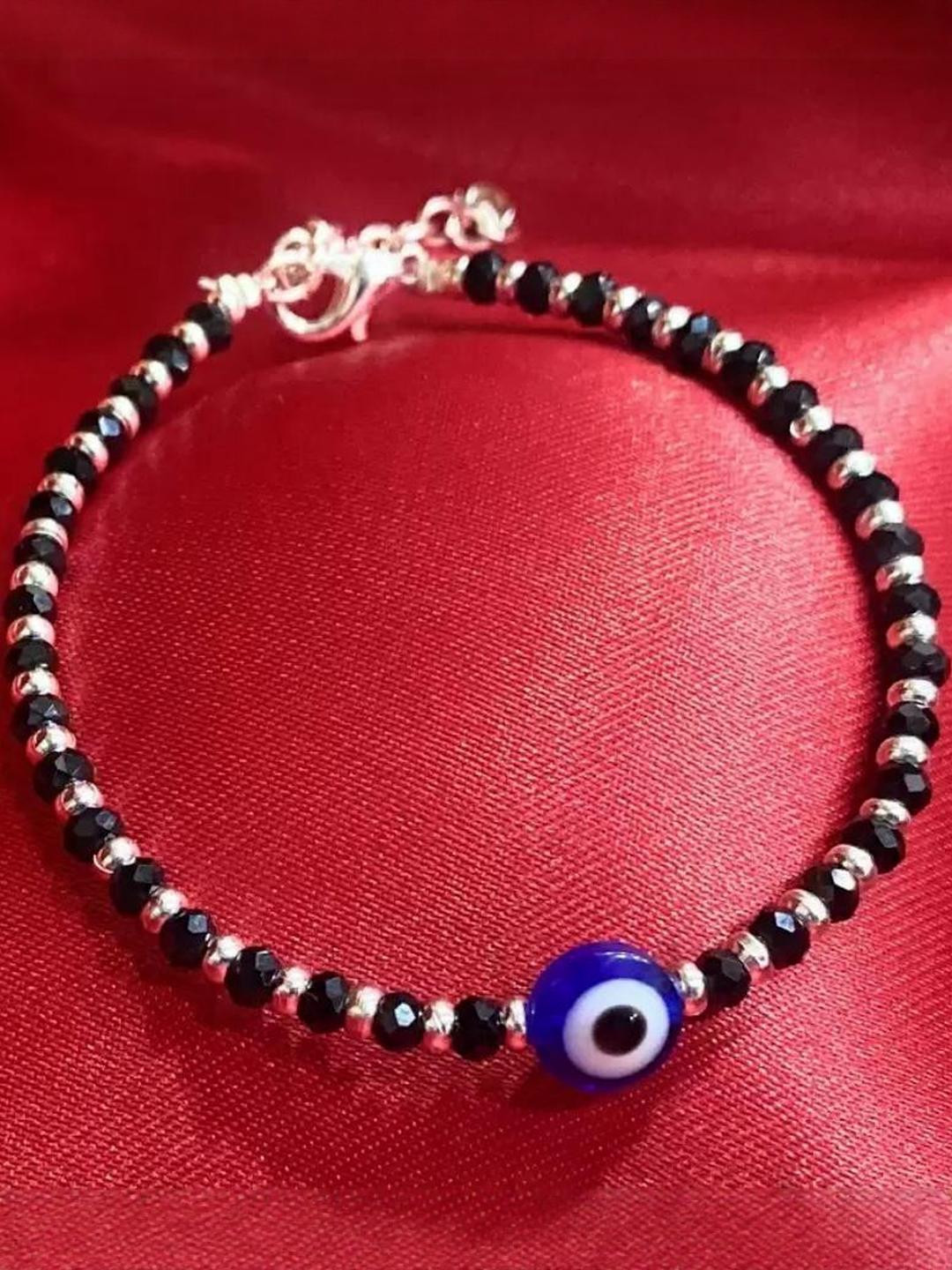 QNAM Silver-Toned Fabric Bracelet