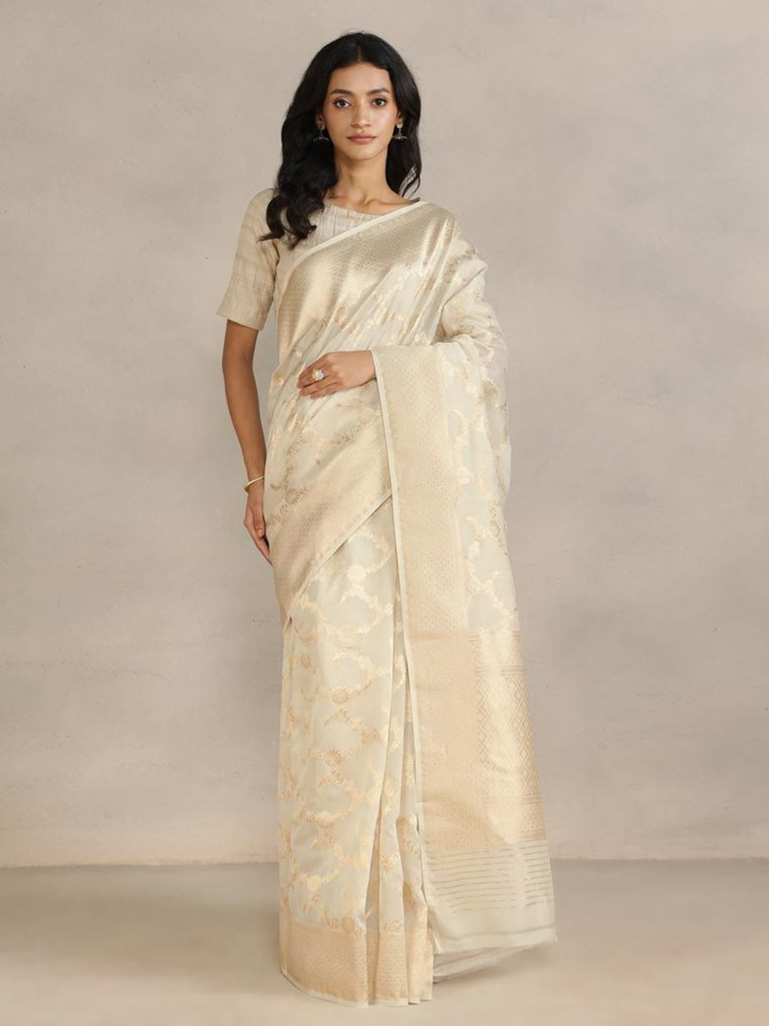 Fabindia Woven Design Zari Silk Cotton Banarasi Saree