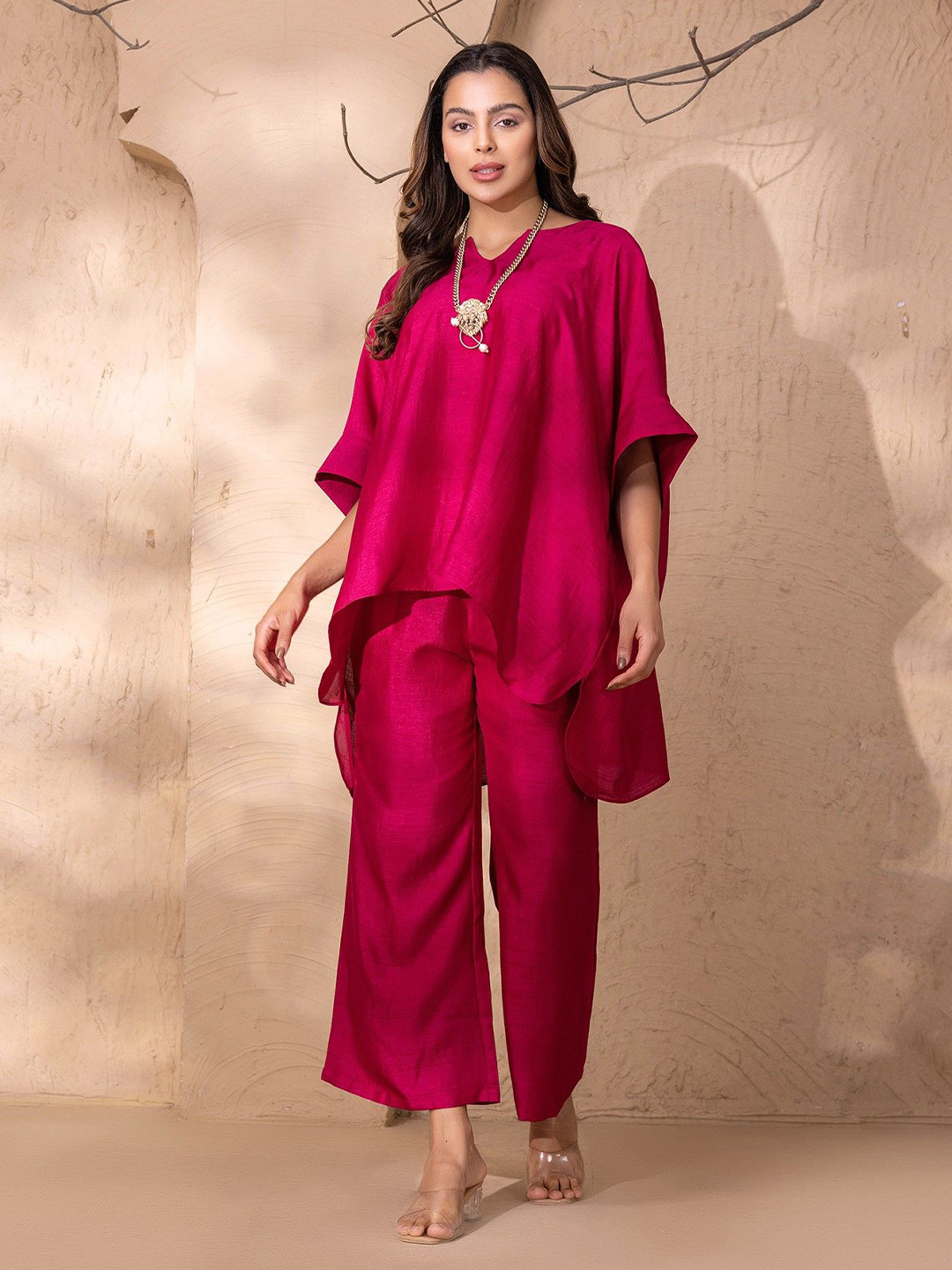 MABISH by Sonal Jain Notch Neck Kaftan Top With Trousers Co-Ords